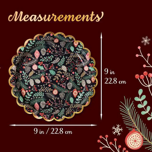 Alt view image 4 of 7 - Christmas Paper Plates, 50-Count Disposable Christmas Dinner Plates, Scalloped Gold, Party Supplies