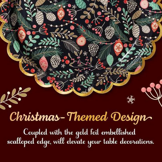 Alt view image 6 of 7 - Christmas Paper Plates, 50-Count Disposable Christmas Dinner Plates, Scalloped Gold, Party Supplies