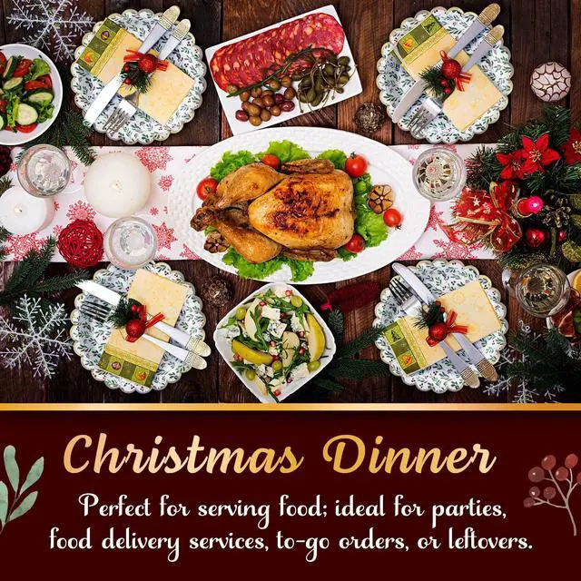 Alt view image 2 of 7 - Christmas Paper Plates, 50-Count Disposable Christmas Party Supplies, Holly, Gold Foil Scalloped Edge, 9 Inches