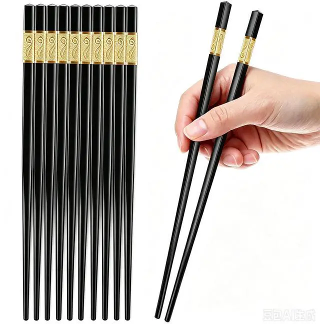 Main image of Reusable Chopsticks, 5 Pairs, 9.5-Inch, Fiberglass | Dishwasher Safe, For Japanese, Chinese, and Korean Cuisine, Non-Slip Design, Easy Handling