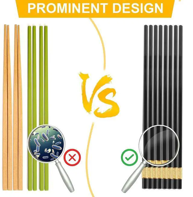 Alt view image 5 of 7 - Reusable Chopsticks, 5 Pairs, 9.5-Inch, Fiberglass | Dishwasher Safe, For Japanese, Chinese, and Korean Cuisine, Non-Slip Design, Easy Handling