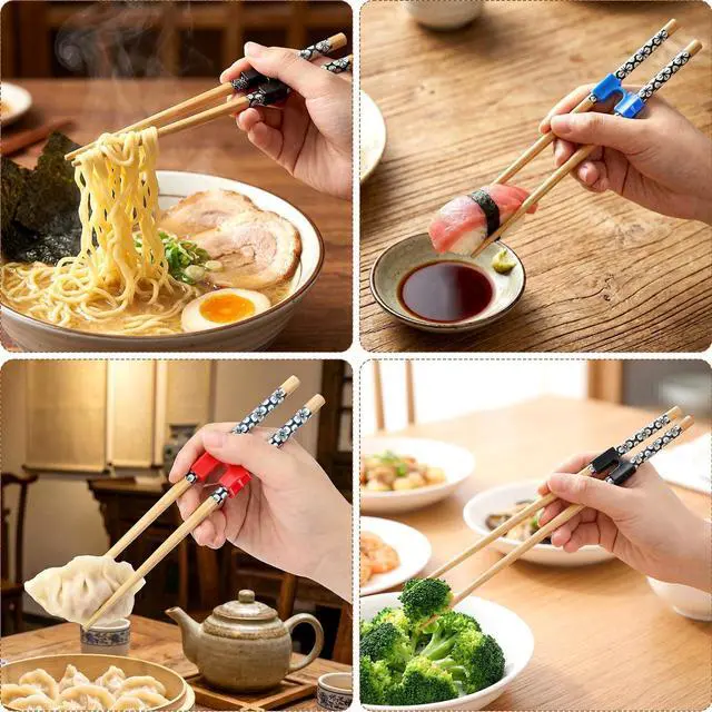 Alt view image 7 of 7 - 5 Pairs Wooden Training Chopsticks, 8.86 Inch Wooden Learning Chopsticks, Reusable Chopstick Helpers for Adults Trainers Beginners Learners