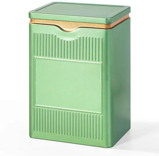 Main image of Tea Tin, Premium Tight Sealing Metal Canister with Press on Lid | Storage Tin for Loose Leaf, Tea Bags, Ideal for Kitchen Countertop & Pantry, Green Square Tinplate Can, JOYLULU