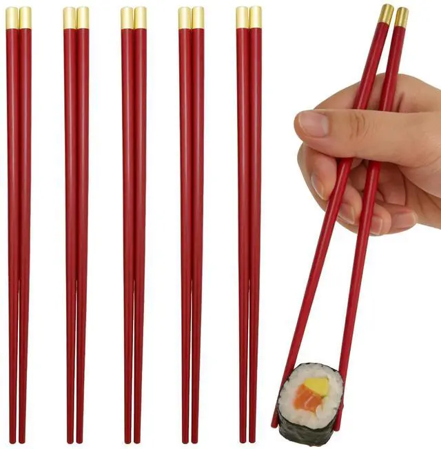 Main image of 5 Pairs Red Fiberglass Chopsticks, Non-Slip Reusable, Dishwasher Safe | Food-Safe, Heat-Resistant, Matte Non-Slip Tips, Beginner-Friendly, Family Gift, Ideal for Sushi/Ramen/BBQ, Chinese & Japanese