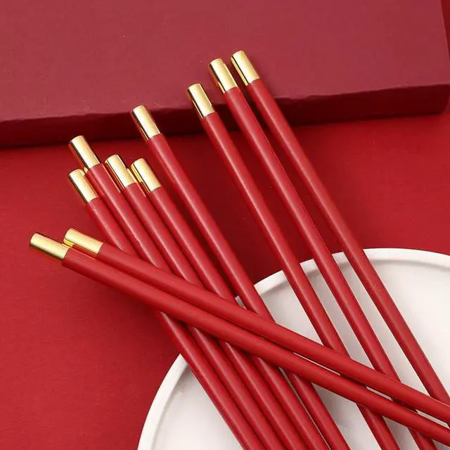 Alt view image 4 of 5 - 5 Pairs Red Fiberglass Chopsticks, Non-Slip Reusable, Dishwasher Safe | Food-Safe, Heat-Resistant, Matte Non-Slip Tips, Beginner-Friendly, Family Gift, Ideal for Sushi/Ramen/BBQ, Chinese & Japanese