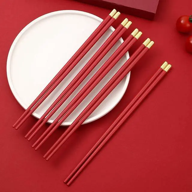 Alt view image 5 of 5 - 5 Pairs Red Fiberglass Chopsticks, Non-Slip Reusable, Dishwasher Safe | Food-Safe, Heat-Resistant, Matte Non-Slip Tips, Beginner-Friendly, Family Gift, Ideal for Sushi/Ramen/BBQ, Chinese & Japanese