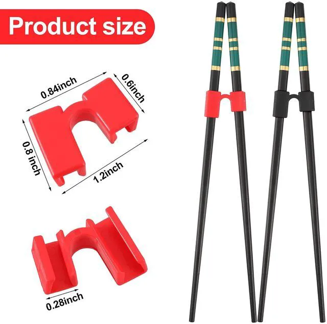 Alt view image 2 of 6 - 10 Pieces Reusable Chopstick Helpers Non Slippery Training Chopsticks Plastic Replaceable Practice Chopstick for Adults Kids Beginner Right or Left Handed Trainers(Red, Black)