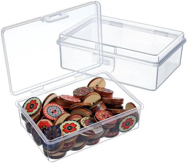 Main image of 2PCS Small Plastic Storage Containers with Lids, Bead Storage Containers Rectangle Clear Plastic Box for Jewelry, Game Pieces and Crafts Items (3.86 X 2.68 X 1.30in)