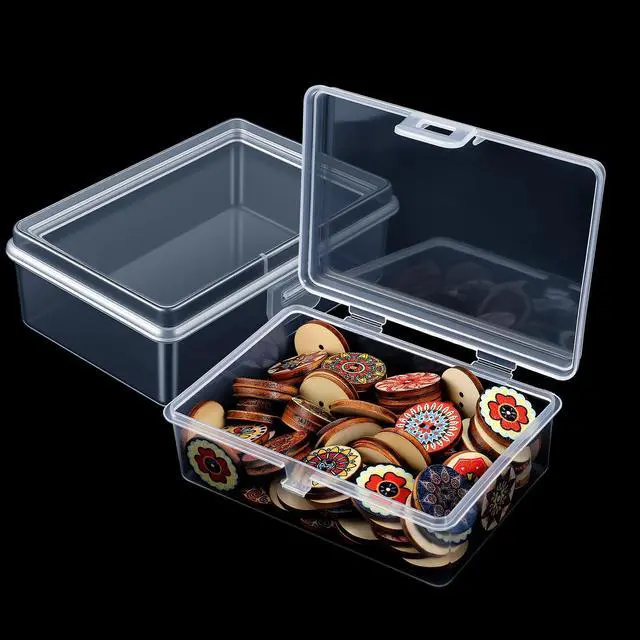 Alt view image 2 of 7 - 2PCS Small Plastic Storage Containers with Lids, Bead Storage Containers Rectangle Clear Plastic Box for Jewelry, Game Pieces and Crafts Items (3.86 X 2.68 X 1.30in)