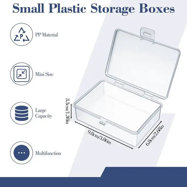 Alt view image 3 of 7 - 2PCS Small Plastic Storage Containers with Lids, Bead Storage Containers Rectangle Clear Plastic Box for Jewelry, Game Pieces and Crafts Items (3.86 X 2.68 X 1.30in)