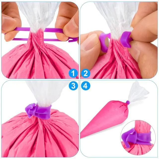 Alt view image 6 of 7 - Piping Bags Set, Pastry Bags, Frosting Bags, Cake Decorating Bags | 100Pcs Pastry Bags, 12 Inch Bags Piping Bags Disposable with 3 Bag Ties, 3 Clips & 1 Scriber Needle