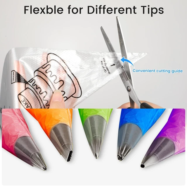 Alt view image 5 of 7 - Disposable Piping Bags, 12"H 14" Full Size, 100PCS Pastry Bags | With Twist Ties, Extra Thick Tear Resistant Non-Slip Tipless Icing Bag, Easy Squeeze for Cake Cookie Frosting Decoration