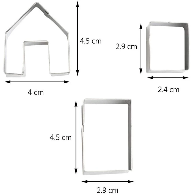Alt view image 2 of 7 - 3 Pcs Stainless Steel Christmas Mini House Mold Gingerbread Cookie Cutters Set Cupcake Chocolate Easter Gingerbread House Kit (Small)
