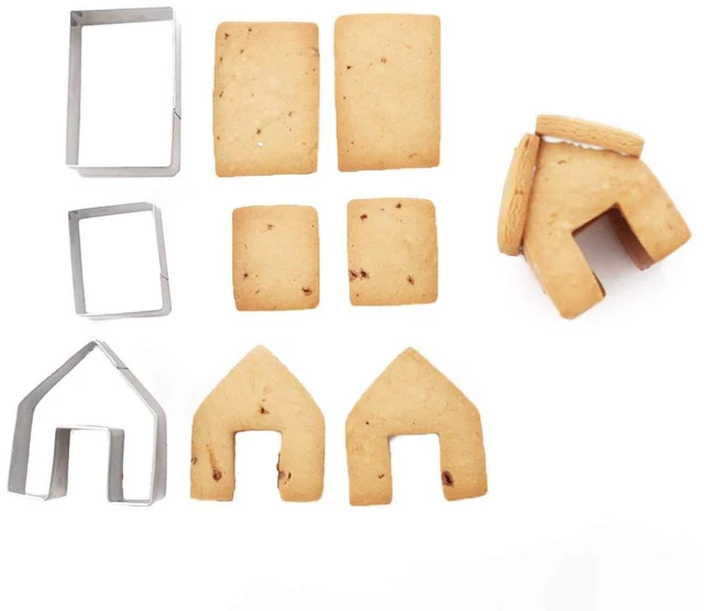 Alt view image 3 of 7 - 3 Pcs Stainless Steel Christmas Mini House Mold Gingerbread Cookie Cutters Set Cupcake Chocolate Easter Gingerbread House Kit (Small)