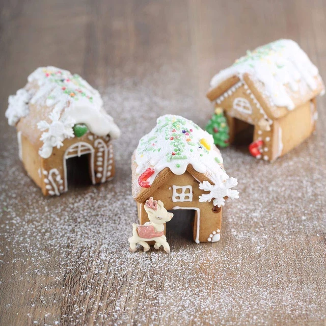 Alt view image 7 of 7 - 3 Pcs Stainless Steel Christmas Mini House Mold Gingerbread Cookie Cutters Set Cupcake Chocolate Easter Gingerbread House Kit (Small)