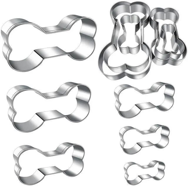 Main image of Dog treats Cutters Set 6 Pieces Dog Cookie Cutter sets Different Sizes Mini Small Medium Big Cut Out for Homemade Treats and Baking