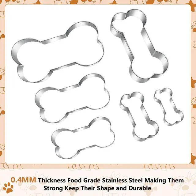Alt view image 5 of 7 - Dog treats Cutters Set 6 Pieces Dog Cookie Cutter sets Different Sizes Mini Small Medium Big Cut Out for Homemade Treats and Baking