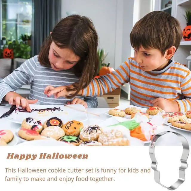 Alt view image 3 of 6 - 2 Pieces Halloween Skull Cookie Cutter Set - Stainless Steel | Stainless Steel Halloween Shape Cookie Cutters for Baking