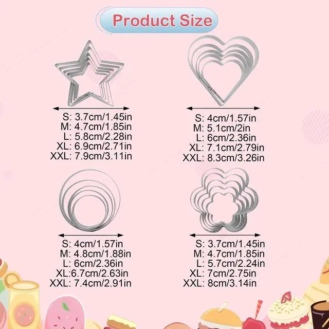 Alt view image 2 of 7 - 20 PCS shaped Cookie Cutters Set, Stainless Steel Star Heart Flower Circle Shaped Biscuit Cutter Molds Baking Molds for DIY Crafts Xmas Valentine's Day Holiday Party Homemade Treats Baking