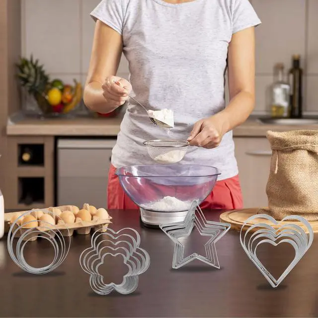Alt view image 5 of 7 - 20 PCS shaped Cookie Cutters Set, Stainless Steel Star Heart Flower Circle Shaped Biscuit Cutter Molds Baking Molds for DIY Crafts Xmas Valentine's Day Holiday Party Homemade Treats Baking