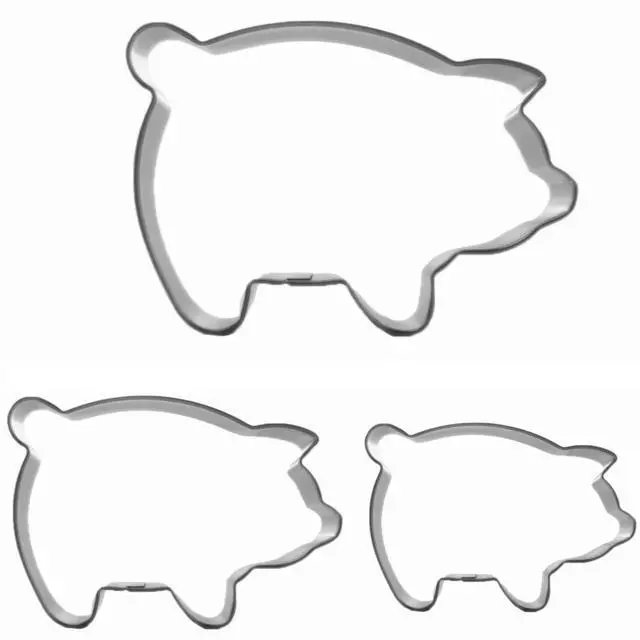 Alt view image 2 of 7 - Mini Pig Shaped Cookie Cutters Set Stainless Steel 3Pcs | Farm Theme Cute Piggy Fondant Molds for Sugar Biscuit, Cake Decor, Holiday Baking, Playdough Clay DIY & Handmade Crafts