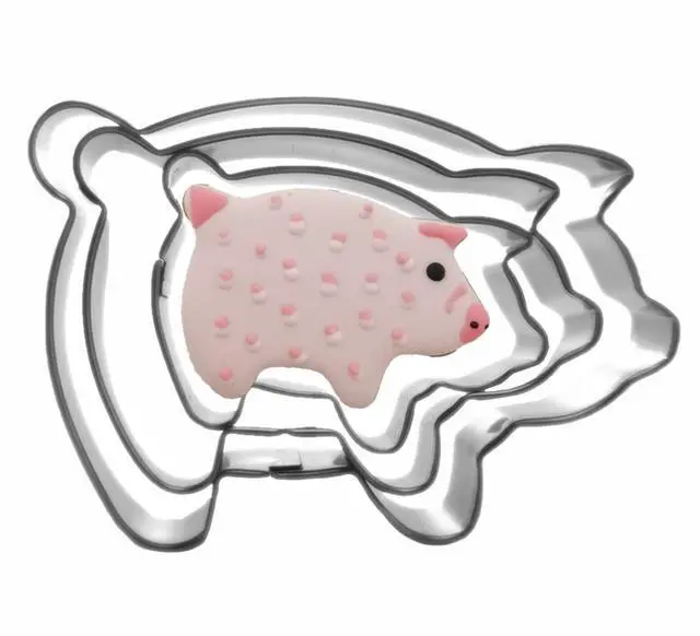 Alt view image 4 of 7 - Mini Pig Shaped Cookie Cutters Set Stainless Steel 3Pcs | Farm Theme Cute Piggy Fondant Molds for Sugar Biscuit, Cake Decor, Holiday Baking, Playdough Clay DIY & Handmade Crafts