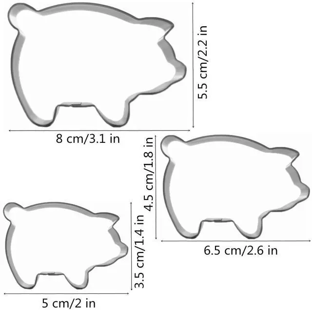 Alt view image 3 of 7 - Mini Pig Shaped Cookie Cutters Set Stainless Steel 3Pcs | Farm Theme Cute Piggy Fondant Molds for Sugar Biscuit, Cake Decor, Holiday Baking, Playdough Clay DIY & Handmade Crafts