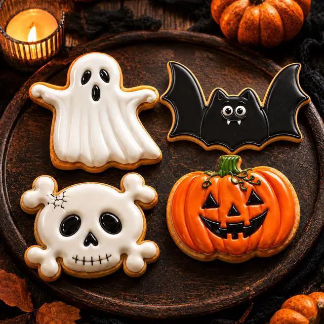 Alt view image 5 of 6 - 4 Pieces Halloween Cookie Cutter Set for Baking - Stainless Steel | Ghost,Bat,Pumpkin and Skull Shape Holiday Biscuit/Pastry Cutter