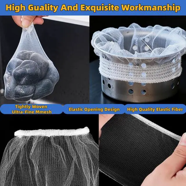 Alt view image 4 of 7 - 300PCS Disposable Drain Covers, Mesh Sink Strainer Bags for Kitchen | Ultra-Fine Mesh Catches Sourdough, Food Scraps, Coffee Grounds; Stretch Elastic fits Standard Sinks; Anti-Clog Drain Strainer