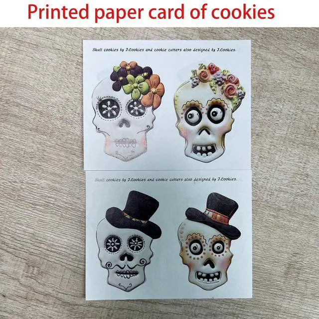 Alt view image 3 of 7 - Halloween Sugar Skull Cookie Cutter Set of 2-Pc | Including: Skull with Hat, Skull with Flower, Decent Size, Premium Stainless Steel, Durable for Repeated Use, Dishwasher Safe