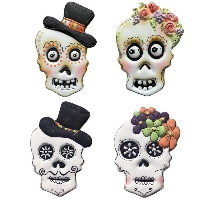 Alt view image 6 of 7 - Halloween Sugar Skull Cookie Cutter Set of 2-Pc | Including: Skull with Hat, Skull with Flower, Decent Size, Premium Stainless Steel, Durable for Repeated Use, Dishwasher Safe