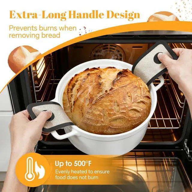 Alt view image 4 of 7 - Silicone Baking Mat For Dutch Oven,2 Pcs Sourdough Silicone Bread Sling | Round Non-Stick Bread Mat,Bread Silicone Baking Sling With Long Handles For Bread Oven