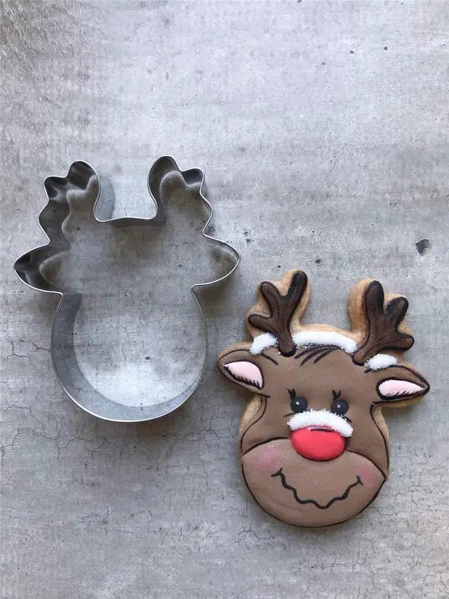 Alt view image 5 of 7 - Christmas Reindeer Face Cookie Cutter, 4, Premium Stainless Steel | Decent Size, Simple Classic Shape, Dishwasher Safe, Durable for Repeated Use