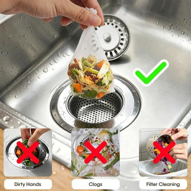 Alt view image 5 of 7 - 300 Pcs Disposable Drain Covers, Fine Mesh Sourdough Drain Catcher, Mesh Sink Strainer Bags with Stretchable Elastic Opening, Ideal for Kitchen, Bathroom Sinks & Shower Drains