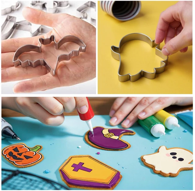 Alt view image 5 of 6 - 9 PCS Halloween Cookie Cutters Kit Halloween Party Favors - Shaped in Bat Ghost Cat Pumpkin Coffin | Stainless Steel Halloween Party Decorations Food Baking Supplies for Kitchen