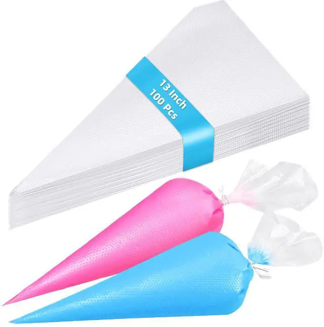 Main image of Disposable Piping Bags, 13 Inch Pastry Bags, 100 Count | Anti Burst Icing Bags for Frosting, Cake Decorating, Baking and Cookies