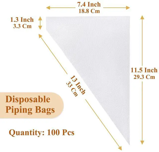 Alt view image 2 of 7 - Disposable Piping Bags, 13 Inch Pastry Bags, 100 Count | Anti Burst Icing Bags for Frosting, Cake Decorating, Baking and Cookies