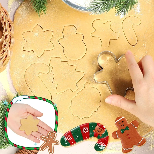 Alt view image 4 of 6 - Christmas Cookie Cutters - 18 Pcs Holiday Cookie Cutter Set - Santa Face, Christmas Tree, Snowflake, Gingerbread Men, Snowman and Candy Cane Shapes Cookie Molds for Winter Holiday DIY Baking