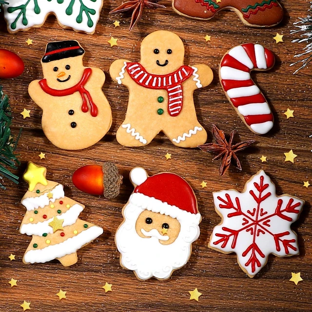 Alt view image 2 of 6 - Christmas Cookie Cutters - 18 Pcs Holiday Cookie Cutter Set - Santa Face, Christmas Tree, Snowflake, Gingerbread Men, Snowman and Candy Cane Shapes Cookie Molds for Winter Holiday DIY Baking