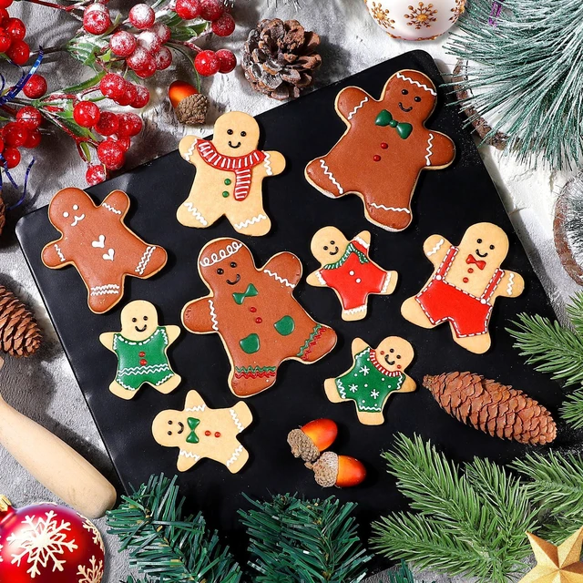 Alt view image 6 of 6 - Christmas Cookie Cutters - 18 Pcs Holiday Cookie Cutter Set - Santa Face, Christmas Tree, Snowflake, Gingerbread Men, Snowman and Candy Cane Shapes Cookie Molds for Winter Holiday DIY Baking