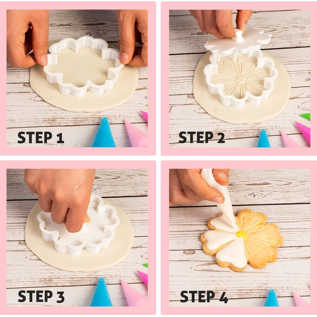 Alt view image 7 of 7 - Mothers Day Cookie Cutters with Plunger Stamps Handle Detailed 3.5" Mommy to Be PLA Cutters for Baking with Grandma, Easy Press Tool for Picture Cookies