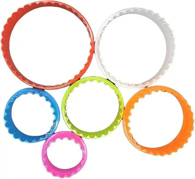 Alt view image 2 of 7 - Cookie Biscuit Cutter Set, 6-Pack Dual-Sided Round Plastic Cutters, Smooth & Ruffled Edges, Multi-Size Shapes for Cookies, Cake, Fruit & Vegetables
