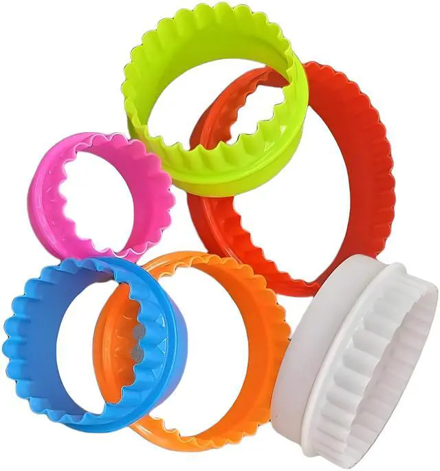 Alt view image 3 of 7 - Cookie Biscuit Cutter Set, 6-Pack Dual-Sided Round Plastic Cutters, Smooth & Ruffled Edges, Multi-Size Shapes for Cookies, Cake, Fruit & Vegetables