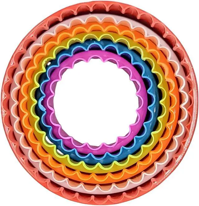 Alt view image 5 of 7 - Cookie Biscuit Cutter Set, 6-Pack Dual-Sided Round Plastic Cutters, Smooth & Ruffled Edges, Multi-Size Shapes for Cookies, Cake, Fruit & Vegetables