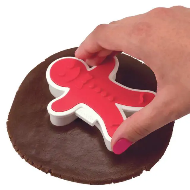 Alt view image 4 of 5 - Gingerbread Boys Templates Reverse, Dishwasher Safe, Set of 6 Cookie Stamps with Cutter
