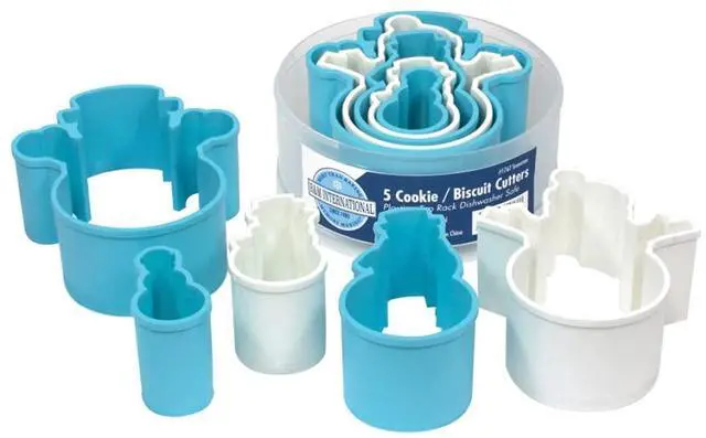 Main image of Snowman Cookie and Biscuit Cutters, Assorted Sizes, Bright Colors, 5-Piece Set