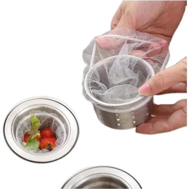 Main image of 200-Pack Disposable Kitchen Sink Strainer Mesh Bag - Elastic, Anti-Clogging Sink Net Strainer for Kitchen & Bathroom Drains, Collect Food Waste & Debris