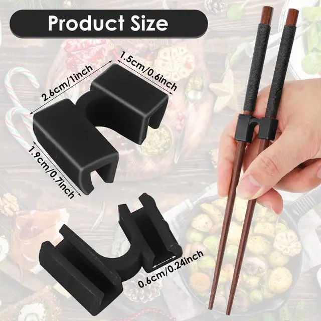 Alt view image 2 of 7 - 6 Pairs Reusable Chopsticks Helper, Training Chopsticks For Adults Training Chopstick Hinges Connector,Non-Slip And Portable Practice Chopsticks For Beginners Kids (Black)