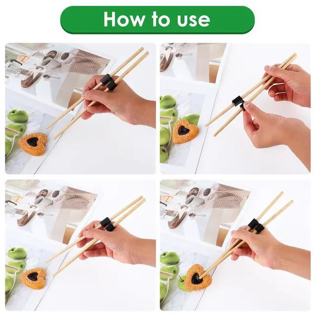 Alt view image 3 of 7 - 6 Pairs Reusable Chopsticks Helper, Training Chopsticks For Adults Training Chopstick Hinges Connector,Non-Slip And Portable Practice Chopsticks For Beginners Kids (Black)