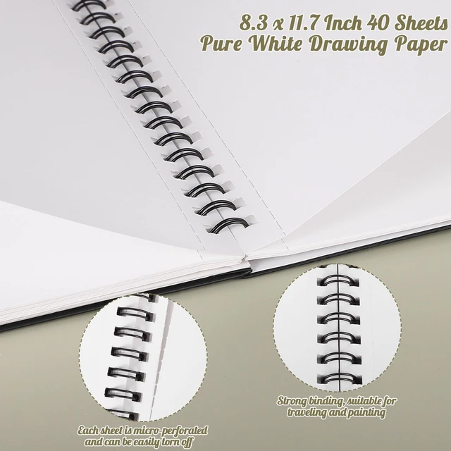 Alt view image 3 of 7 - A4 Marker Paper Pad 40 Sheets, 8.3×11.7 Inch Bleedproof Art Sketch Pad, 73lb/120gsm Drawing Paper Spiral Sketch Book, Painting Coloring Alcohol Marker Paper for Beginners, Artists, Gift